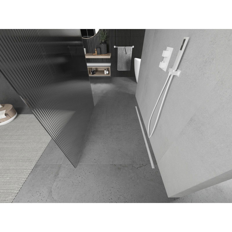 Mexen Kioto voľne stojaca sprchová stena 110 x 200 cm, pruhy 8 mm, biela - 800-110-002-20-09