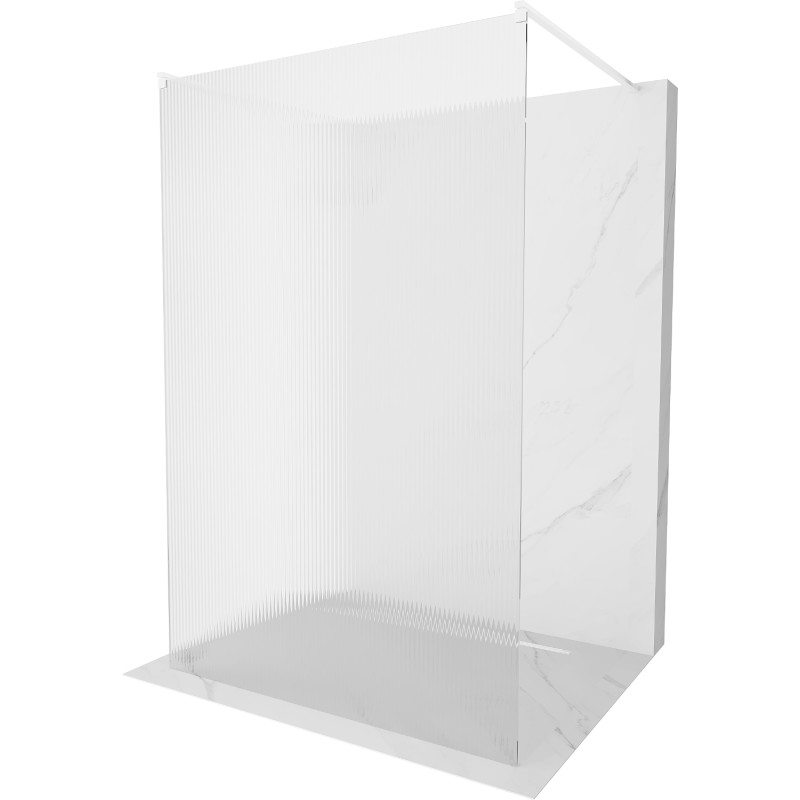 Mexen Kioto voľne stojaca sprchová stena 140 x 200 cm, ryhovaná 8 mm, biela - 800-140-002-20-09