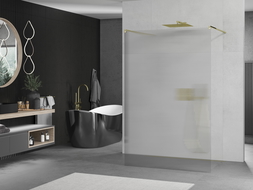 Mexen Kioto voľne stojaca sprchová stena 110 x 200 cm, pásiky 8 mm, zlatá - 800-110-002-50-09