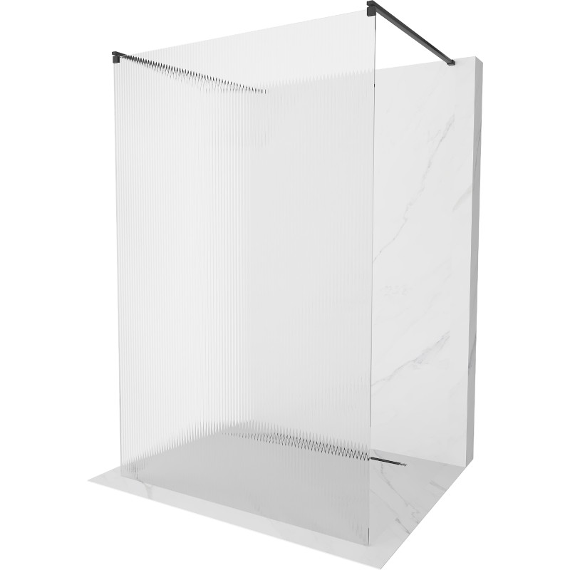 Mexen Kioto samostojaca sprchová stena 100 x 200 cm, prúžky 8 mm, čierna - 800-100-002-70-09