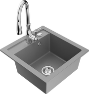 Mexen Vito granitový drez 1-komorový s kuchynskou batériou Savita, sivý - 6503-71-672601-00
