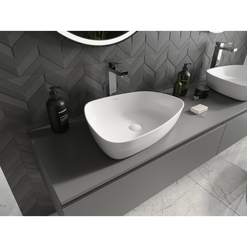 Mexen Ono umývadlo na dosku z konglomerátu 51 x 39 cm, biele - 23045101