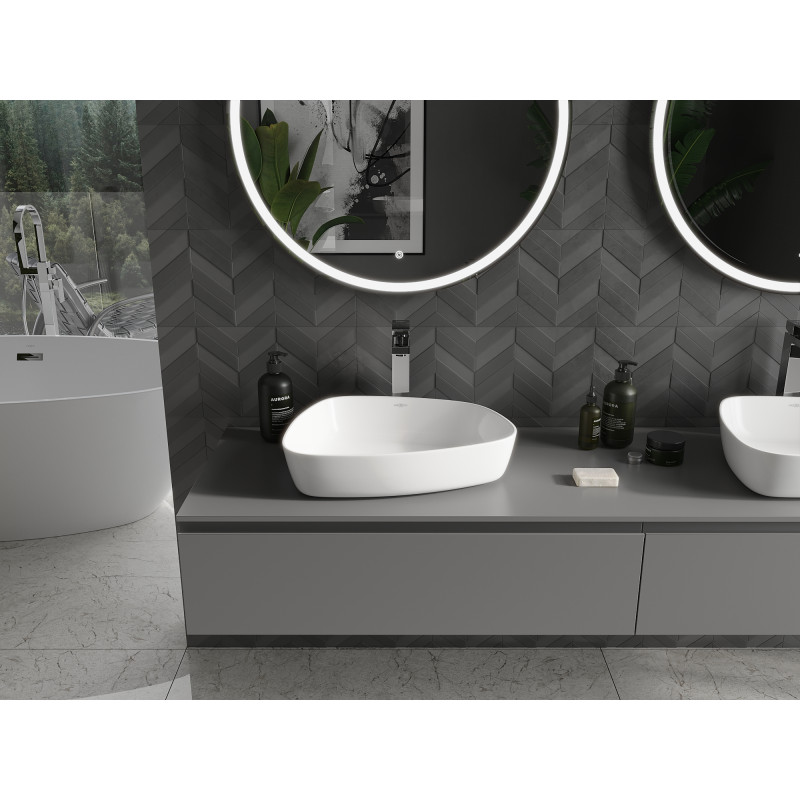 Mexen Ono umývadlo na dosku z konglomerátu 51 x 39 cm, biele - 23045101