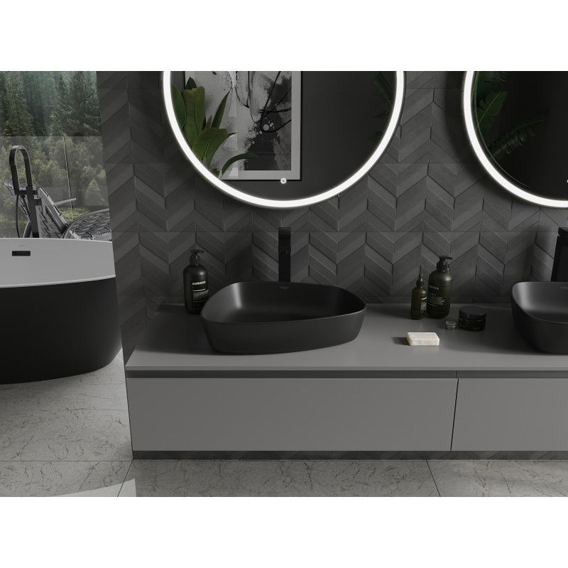 Mexen Ono dosková umývadlo z konglomerátu 51 x 39 cm, čierna - 23045171