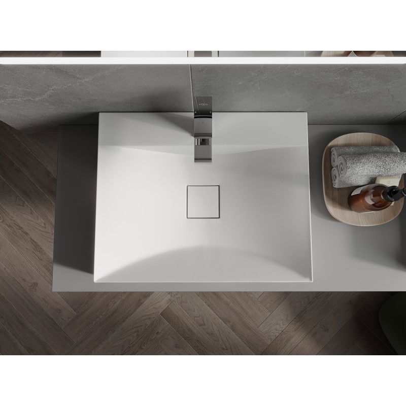 Mexen Poli umývadlo doskové z konglomerátu 1/O 60 x 48 cm, biela - 23026001
