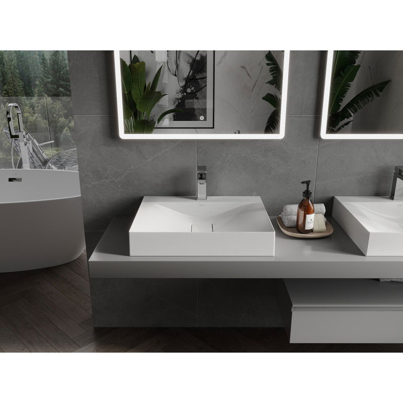 Mexen Poli umývadlo doskové z konglomerátu 1/O 60 x 48 cm, biela - 23026001