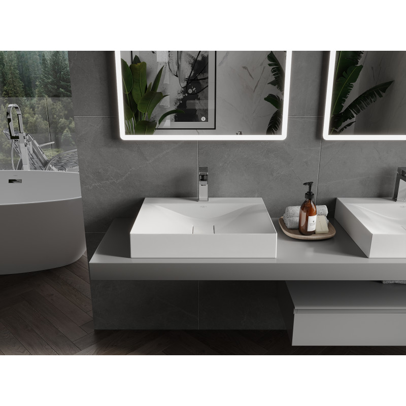 Mexen Poli umývadlo na dosku z konglomerátu 1/O 60 x 48 cm, biele - 23026001