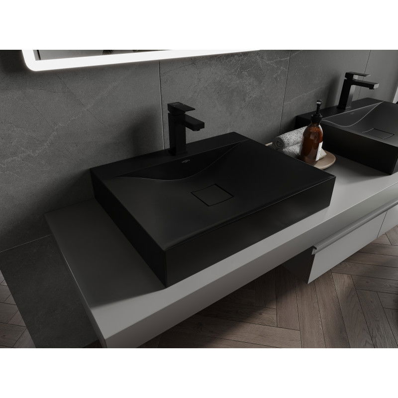 Mexen Poli umývadlo na dosku z konglomerátu 1/O 60 x 48 cm, čierna - 23026071