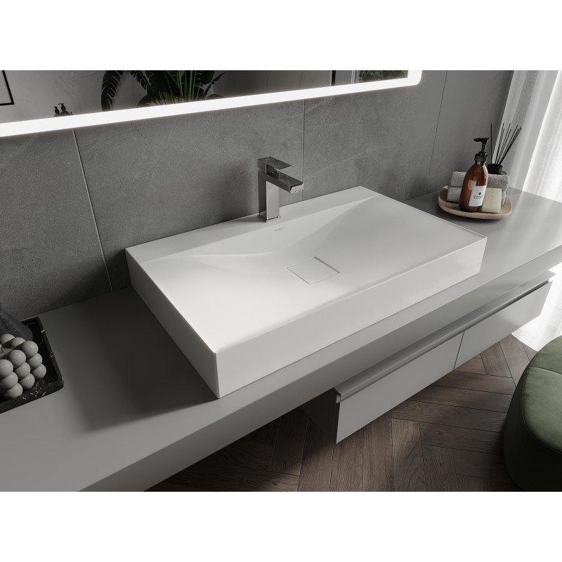 Mexen Poli umývadlo na dosku z konglomerátu 1/O 80 x 48 cm, biele - 23028001