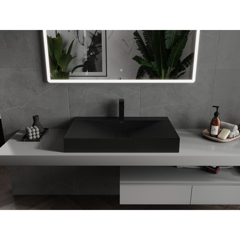 Mexen Poli návrhové umývadlo z konglomerátu 1/O 80 x 48 cm, čierne - 23028071