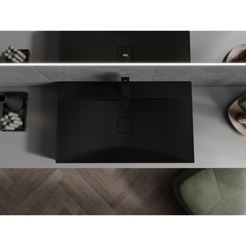 Mexen Poli umývadlo na dosku z konglomerátu 1/O 80 x 48 cm, čierne - 23028071