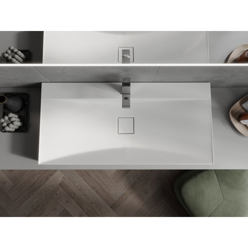 Mexen Poli dosková umývadlo z konglomerátu 1/O 100 x 48 cm, biela - 23021001