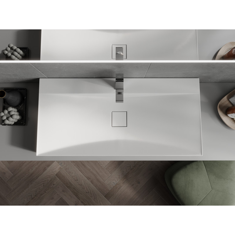 Mexen Poli Nadstavná umývadlová misa z konglomerátu 1/O 100 x 48 cm, biela - 23021001