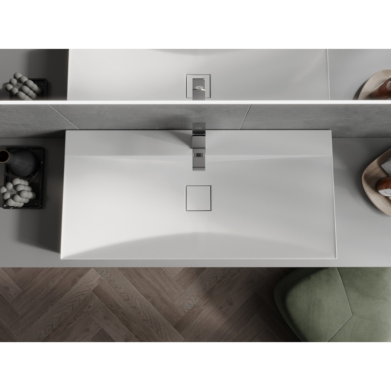 Mexen Poli umývadlo na dosku z konglomerátu 1/O 100 x 48 cm, biele - 23021001