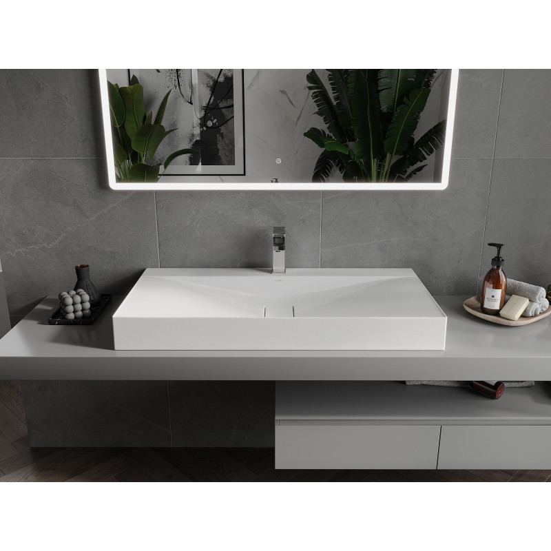 Mexen Poli umývadlo na dosku z konglomerátu 1/O 100 x 48 cm, biele - 23021001