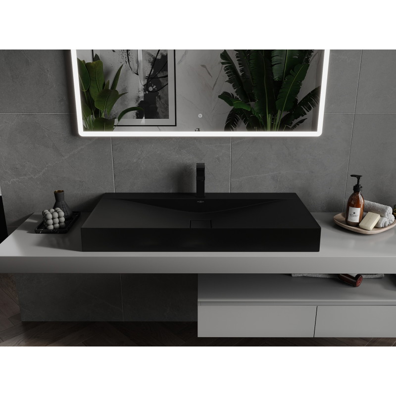Mexen Poli umývadlo na dosku z konglomerátu 1/O 100 x 48 cm, čierne - 23021071