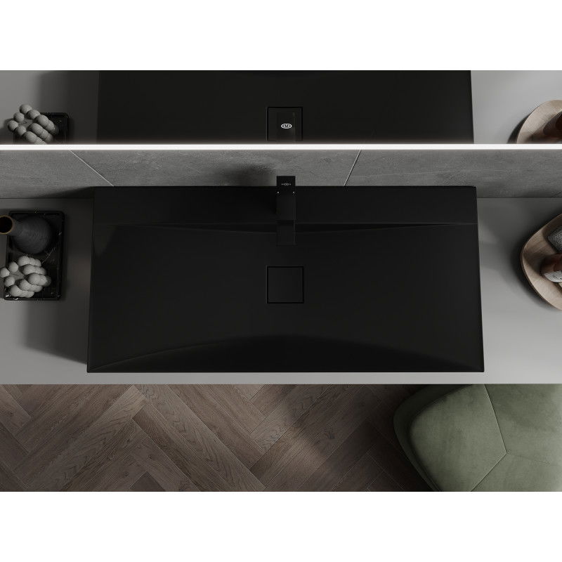 Mexen Poli umývadlo na dosku z konglomerátu 1/O 100 x 48 cm, čierna - 23021071