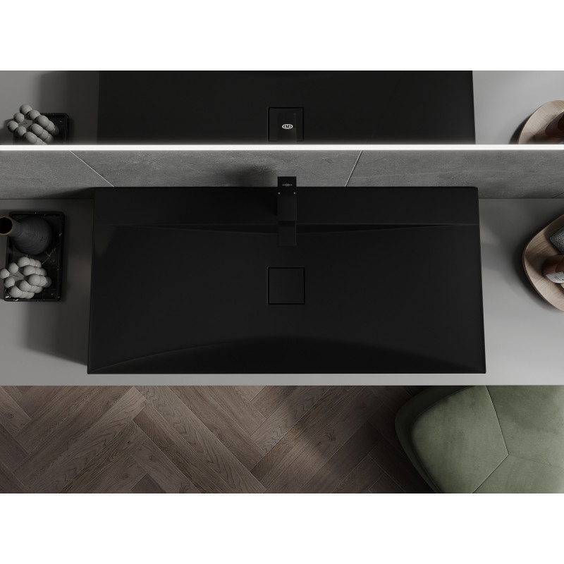 Mexen Poli umývadlo na dosku z konglomerátu 1/O 100 x 48 cm, čierne - 23021071