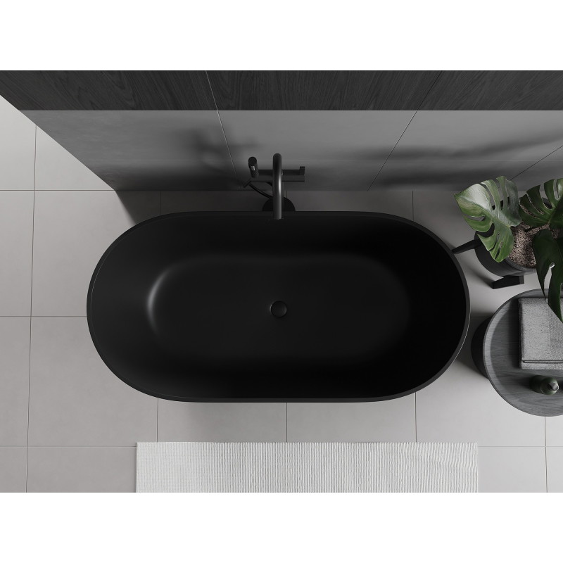 Mexen Rimini Samostatne stojaca vaňa z konglomerátu 150 x 75 cm, čierna matná - 57241507570
