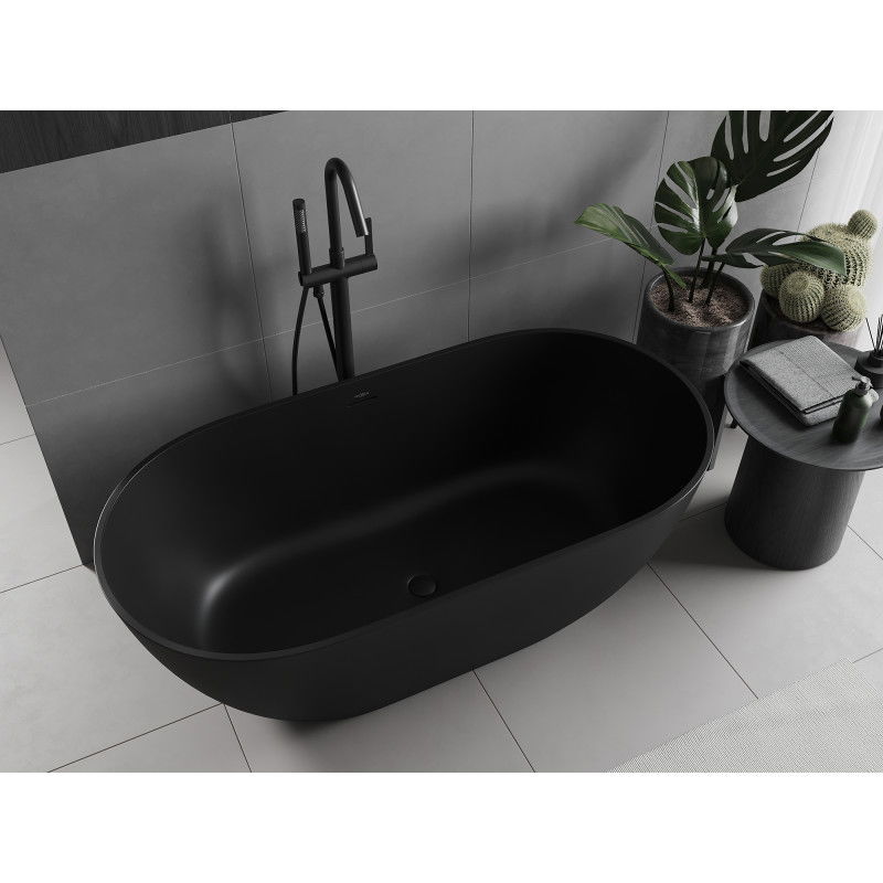 Mexen Rimini voľne stojaca vaňa z kompozitu 150 x 75 cm, čierna matná - 57241507570