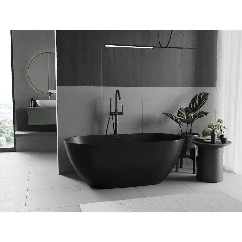 Mexen Rimini voľne stojaca vaňa z kompozitu 150 x 75 cm, čierna matná - 57241507570