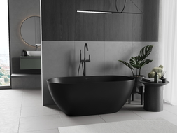 Mexen Rimini Samostatne stojaca vaňa z konglomerátu 150 x 75 cm, čierna matná - 57241507570