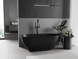 Mexen Rimini voľne stojaca vaňa z konglomerátu 150 x 75 cm, čierna matná - 57241507570