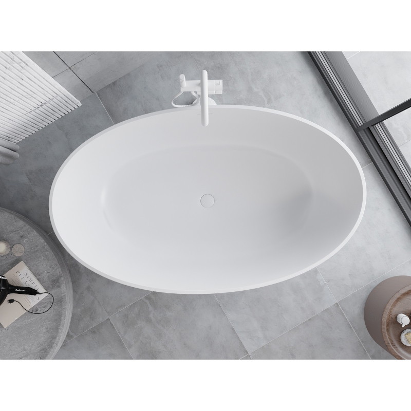 Mexen Parma voľne stojaca vaňa z konglomerátu 160 x 95 cm, biela matná - 57231609500
