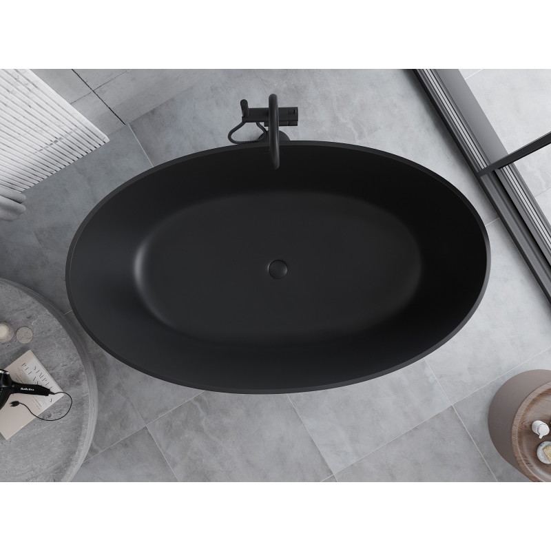 Mexen Parma samostatne stojaca vaňa z konglomerátu 160 x 95 cm, čierna mat - 57231609570