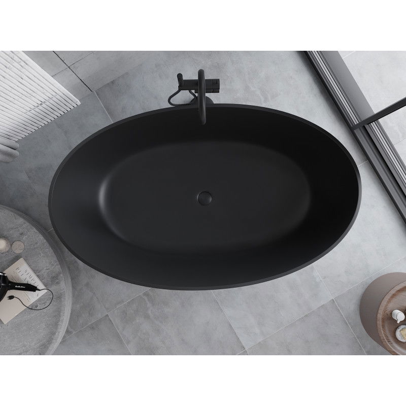 Mexen Parma voľne stojaca vaňa z konglomerátu 160 x 95 cm, čierna matná - 57231609570