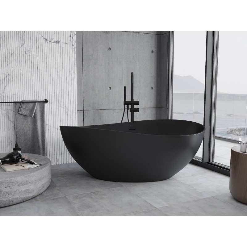 Mexen Parma samostatne stojaca vaňa z konglomerátu 160 x 95 cm, čierna mat - 57231609570