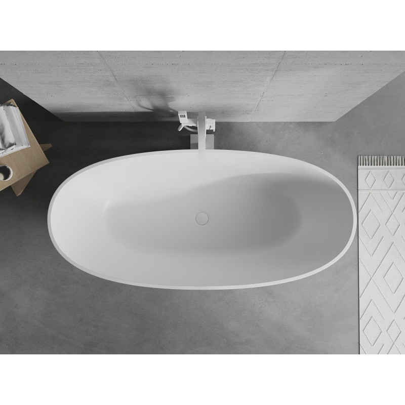 Mexen Bari samostatne stojaca vaňa z konglomerátu 165 x 75 cm, biela matná - 57221657500