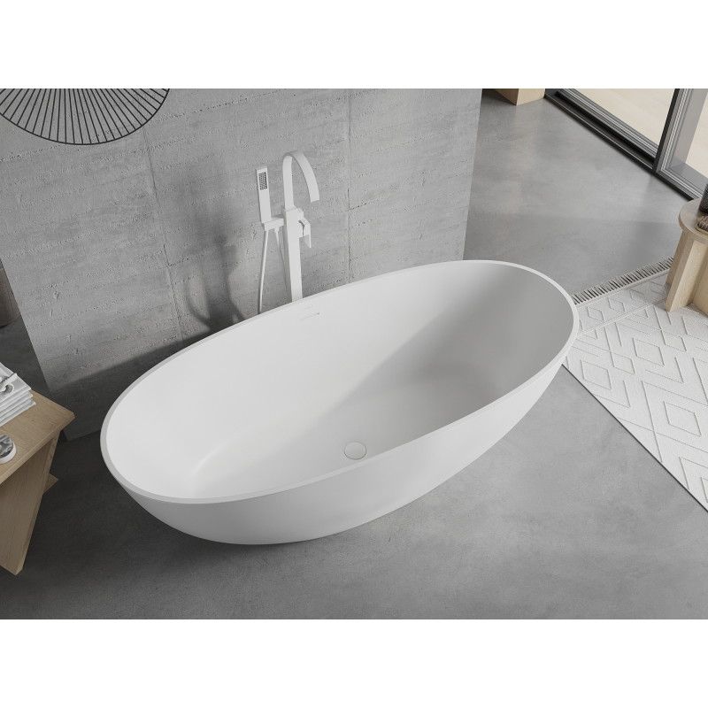 Mexen Bari samostatne stojaca vaňa z konglomerátu 165 x 75 cm, biela matná - 57221657500