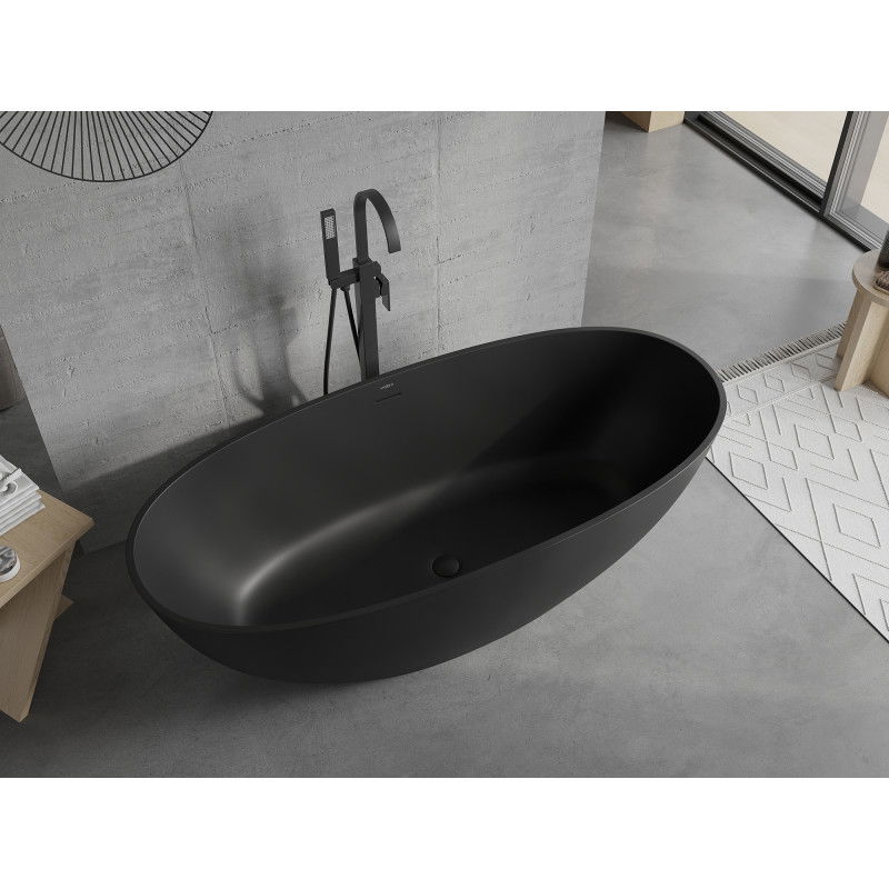 Mexen Bari voľne stojaca vaňa z konglomerátu 165 x 75 cm, čierna mat - 57221657570