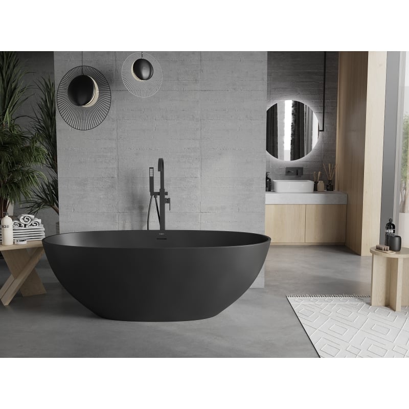 Mexen Bari voľne stojaca vaňa z konglomerátu 165 x 75 cm, čierna matná - 57221657570