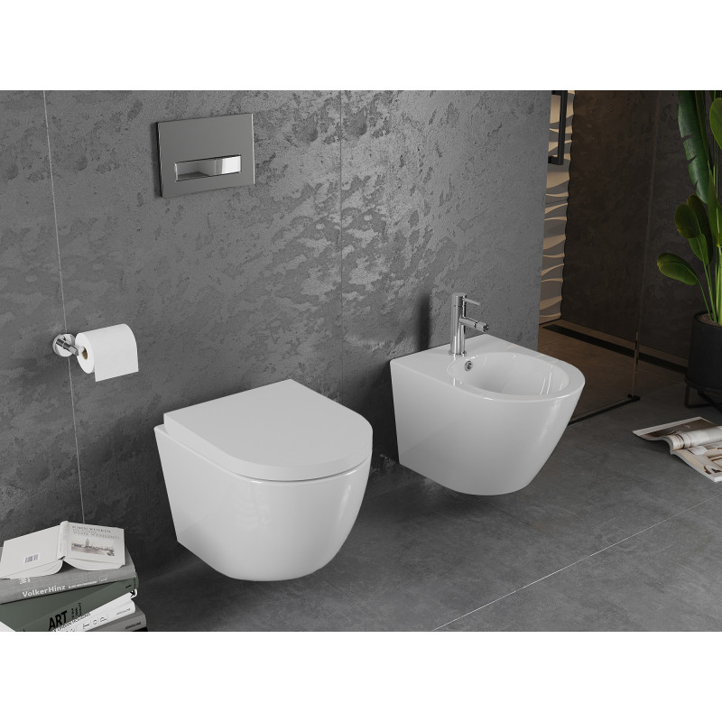 Mexen Lena WC misa Rimless s pomaly padajúcim tvrdým sedadlom, duroplast, biely lesk - 30220200