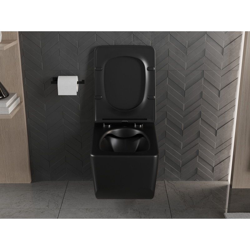 Mexen Vera WC misa Rimless s pomaly zatvárajúcim sa sedadlom slim, duroplast, čierna matná - 30164070