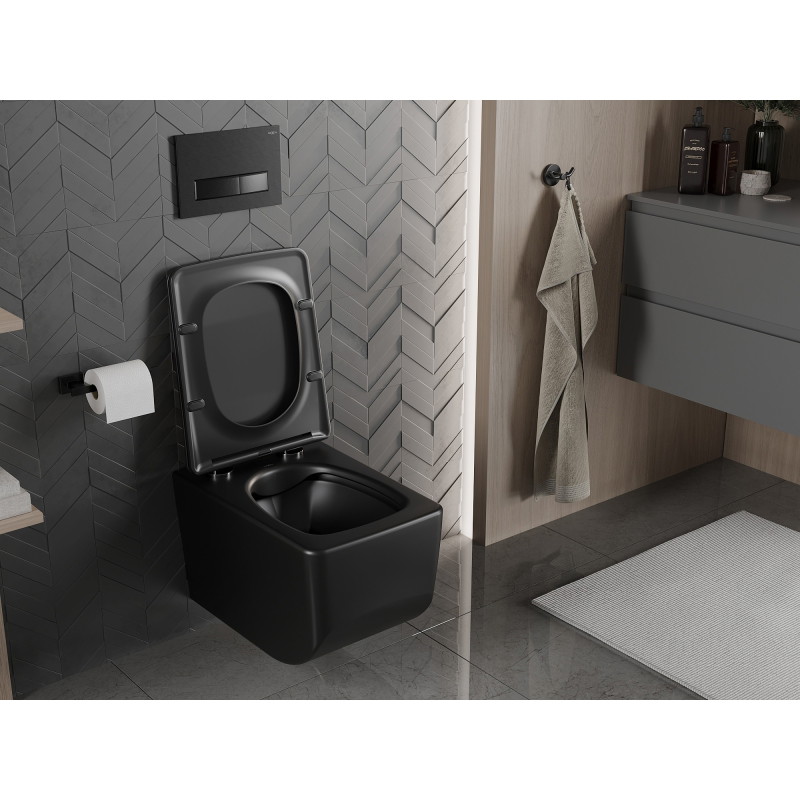 Mexen Vera WC misa Rimless s pomaly zatvárajúcim sa sedadlom slim, duroplast, čierna matná - 30164070