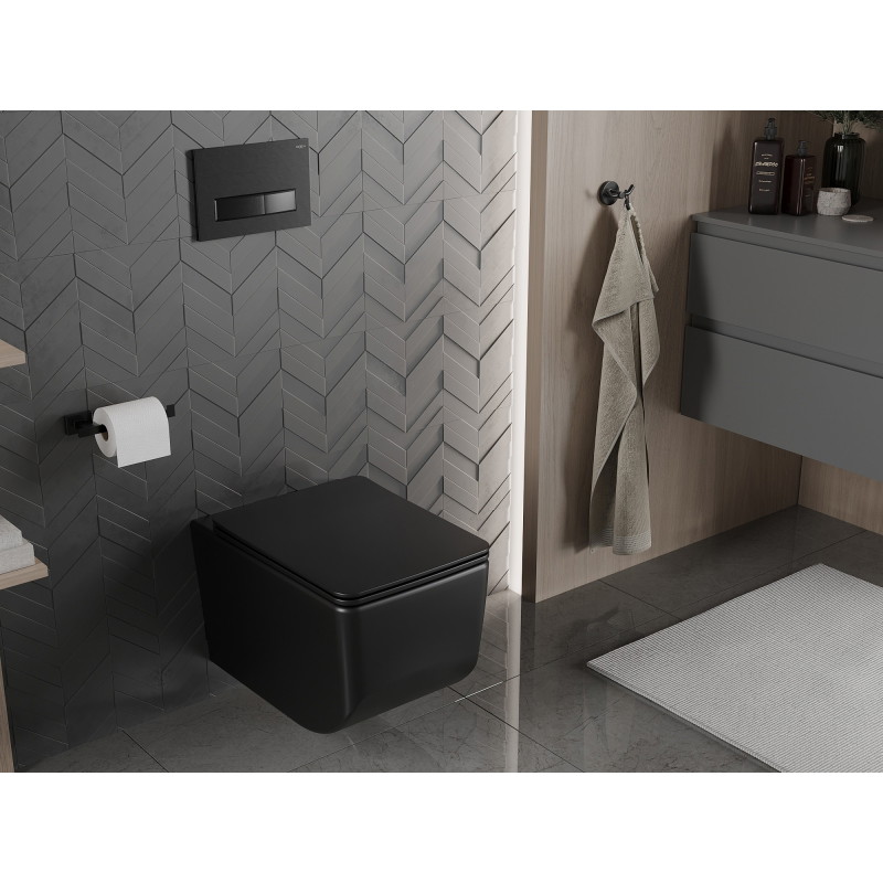 Mexen Vera WC misa Rimless s doskou s pomalým zatváraním slim, duroplast, čierna matná - 30164070