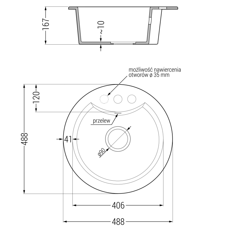 Mexen Diego žulový drez 1-komorový s kuchynskou batériou Savita, čierny bodkovaný - 6512-76-672601-70-B