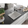 Mexen Pedro jednokomorový granitový drez 560 x 460 mm, biely, chrómový sifón - 6508561000-20