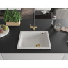 Mexen Pedro granitový drez 1-komorový 560 x 460 mm, biely, sifón zlatý - 6508561000-20-G