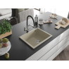 Mexen Pedro granitový drez s jednou komorou 560 x 460 mm, béžový, sifón chróm - 6508561000-69