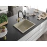 Mexen Pedro granitový drez 1-komorový 560 x 460 mm, béžový, zlatý sifón - 6508561000-69-G