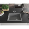 Mexen Pedro jednodrezový granitový drez 560 x 460 mm, sivý, chrómový sifón - 6508561000-71