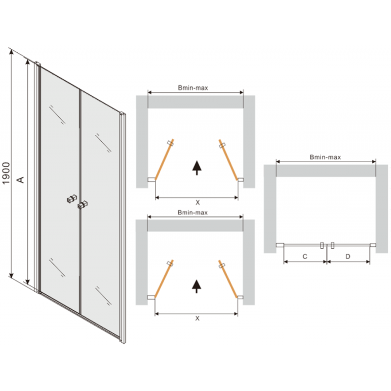 Mexen Texas sprchové dvere otváracie 80 cm, transparentné, chróm - 880-080-000-01-00
