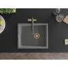 Mexen Pedro granitový kuchynský drez 1-komorový 560 x 460 mm, šedý, sifón zlatý - 6508561000-71-G