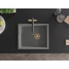 Mexen Pedro žulový drez 1-komorový 560 x 460 mm, sivý, zlatý sifón - 6508561000-71-G