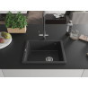 Mexen Pedro granitový drez 1-komorový 560 x 460 mm, čierny s bodkami, chrómový sifón - 6508561000-76