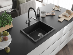 Mexen Pedro granitový jednokomorový drez 560 x 460 mm, čierna - 6508561000-77